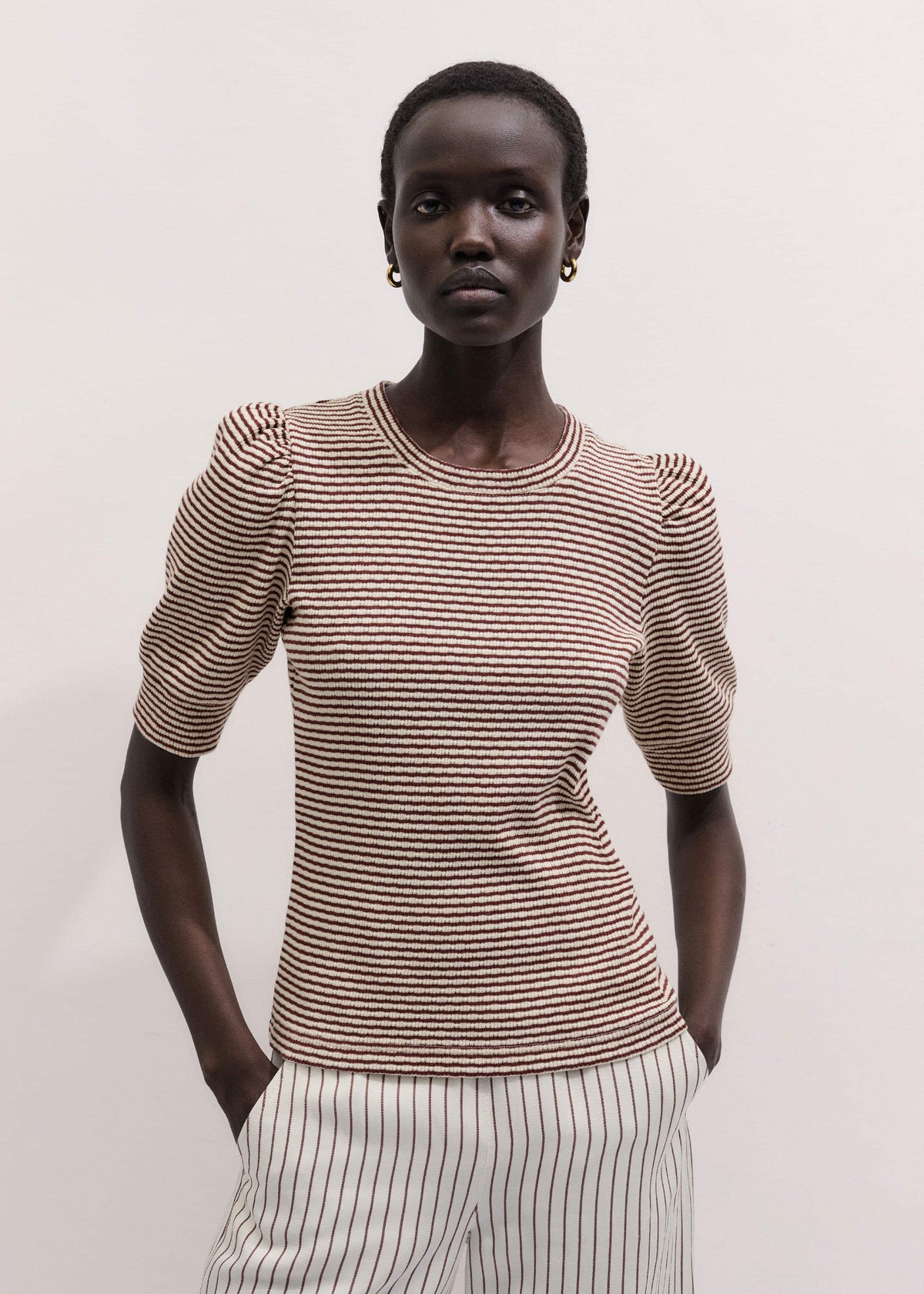 ME+EM Clothing Cinnamon Brown Feminine Sleeve Tee