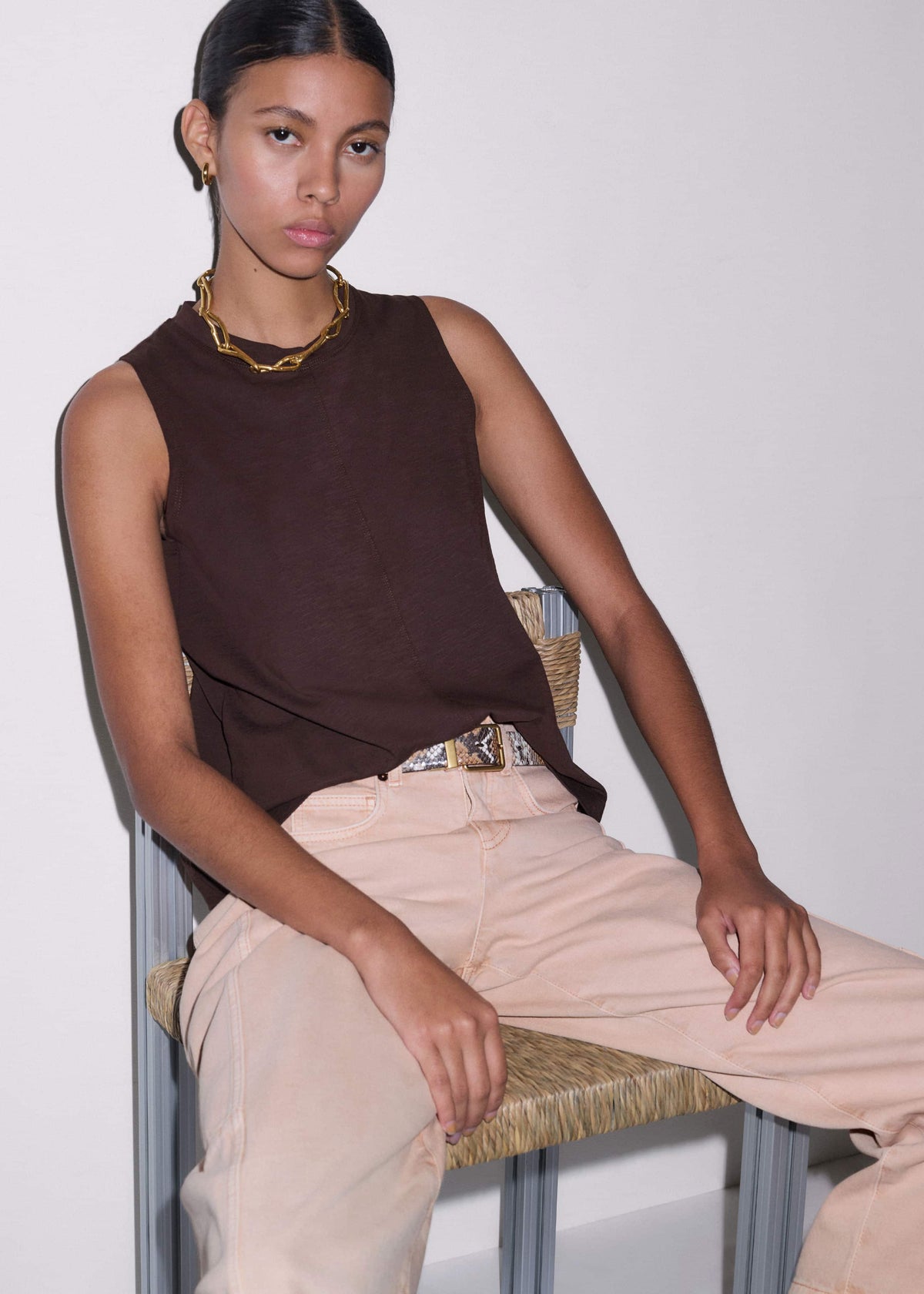 ME+EM Clothing Brown Racerback Swing Top