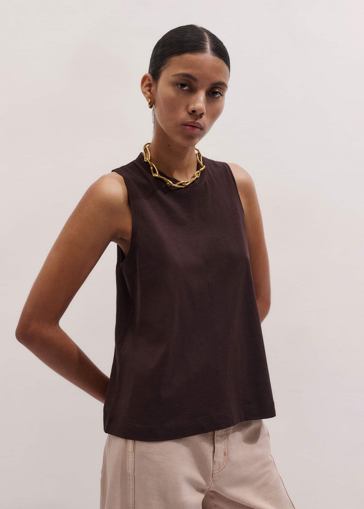 ME+EM Clothing Brown Racerback Swing Top