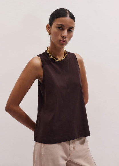 ME+EM Clothing Brown Racerback Swing Top