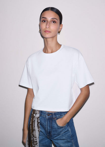 ME+EM Clothing White Relaxed Cropped T-Shirt