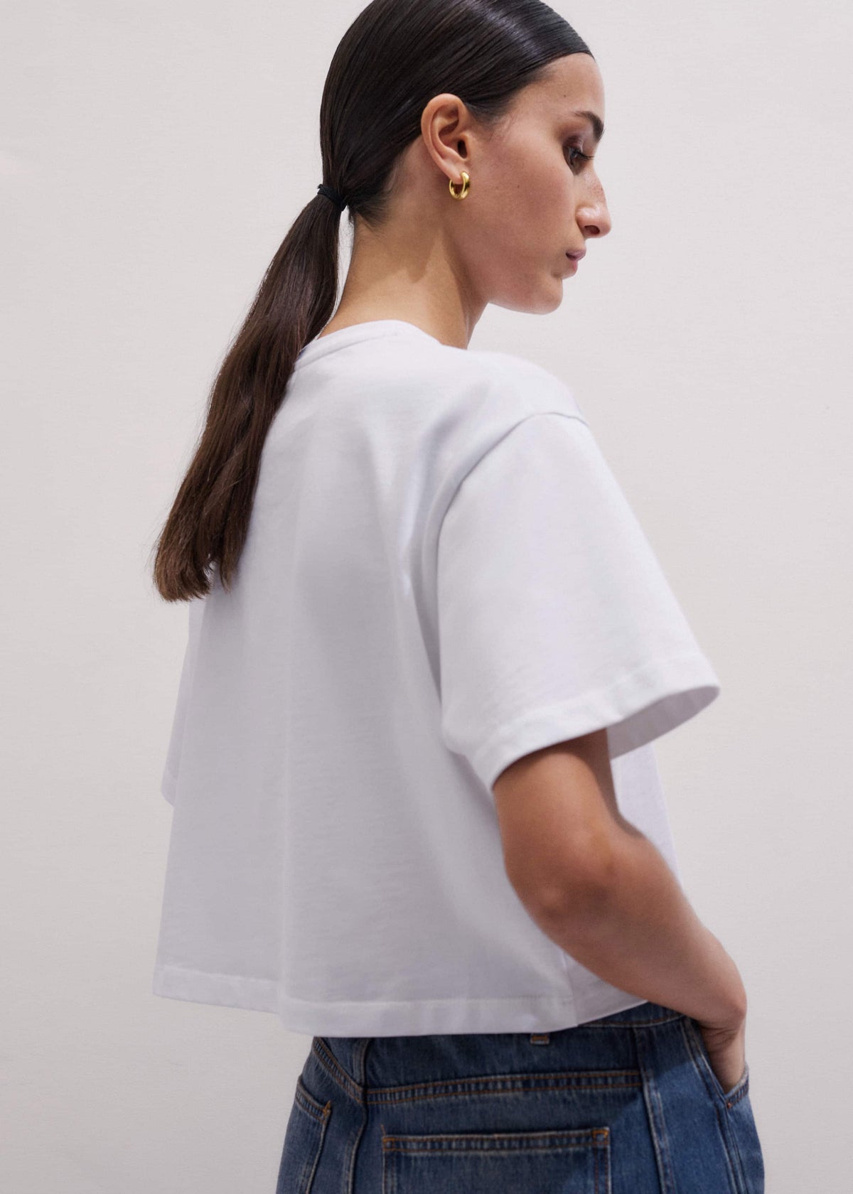 ME+EM Clothing White Relaxed Cropped T-Shirt