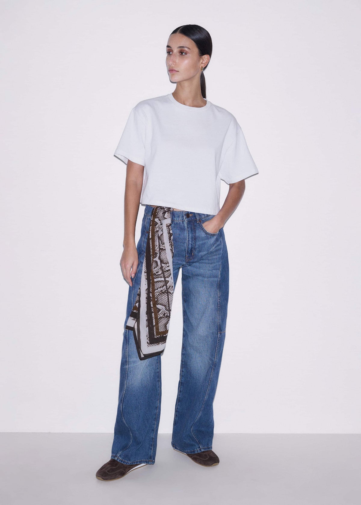 ME+EM Clothing White Relaxed Cropped T-Shirt