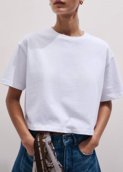 ME+EM Clothing White Relaxed Cropped T-Shirt