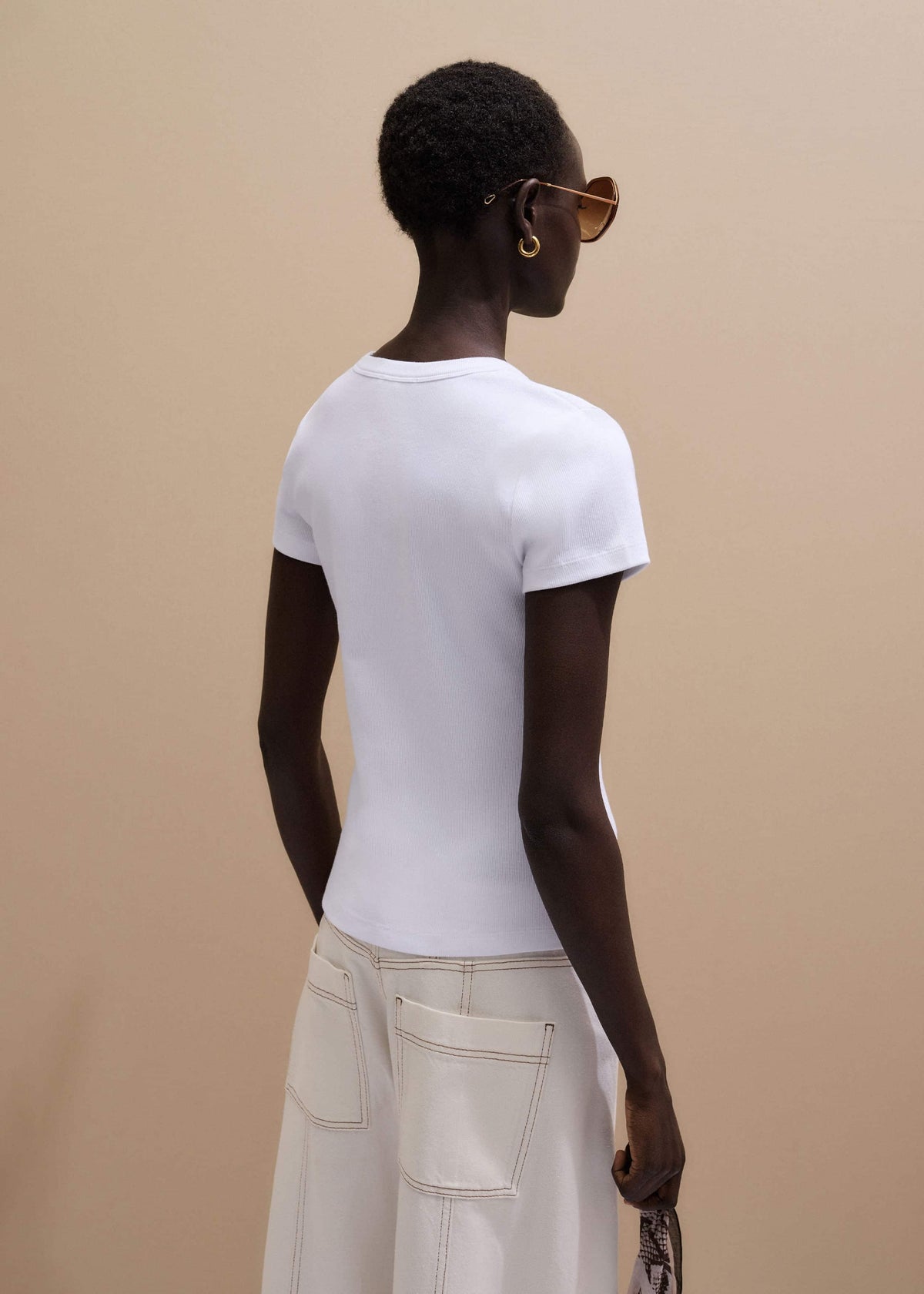 ME+EM Clothing White Ultimate Fitted Rib V-Neck Tee