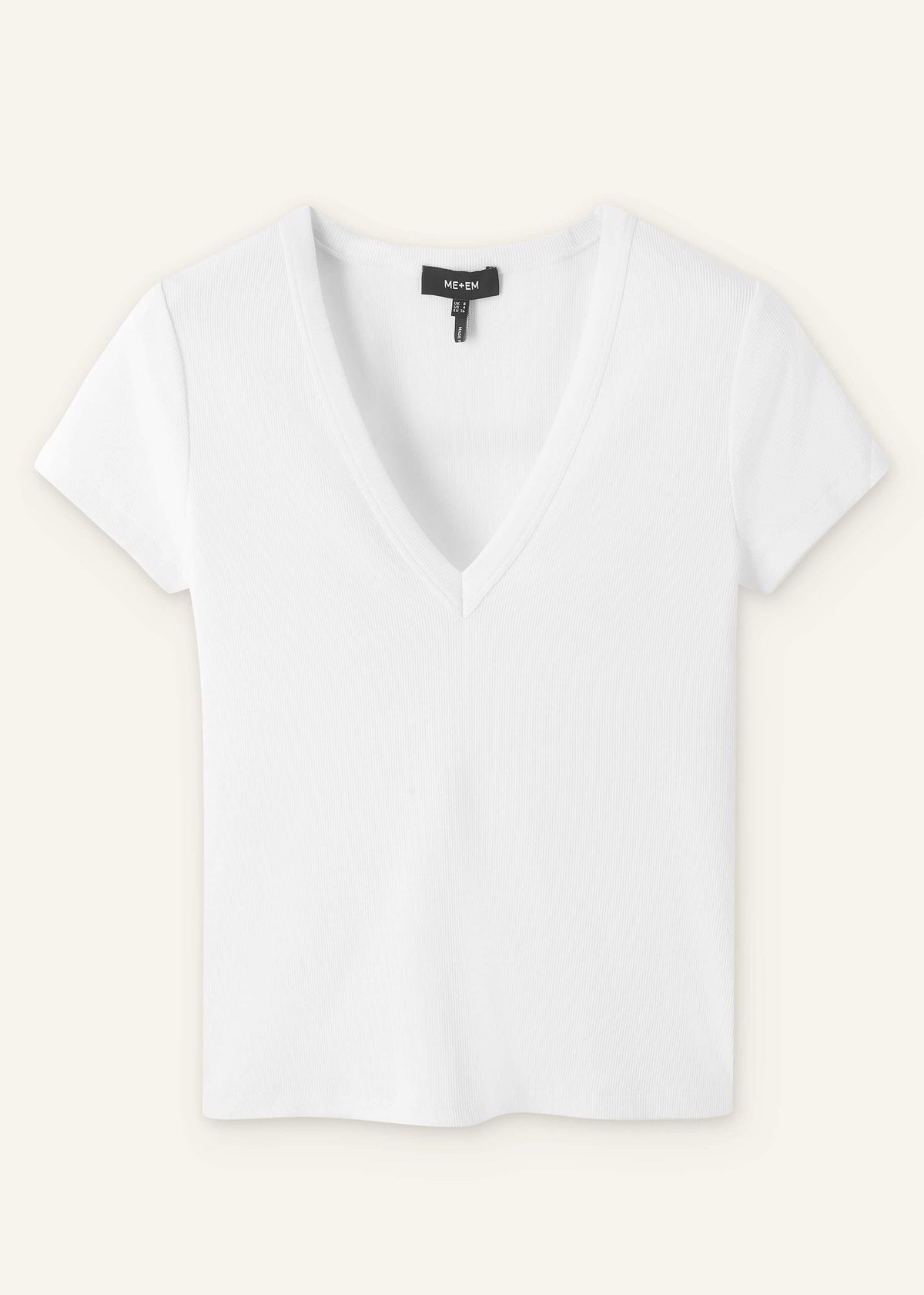 ME+EM Clothing White Ultimate Fitted Rib V-Neck Tee
