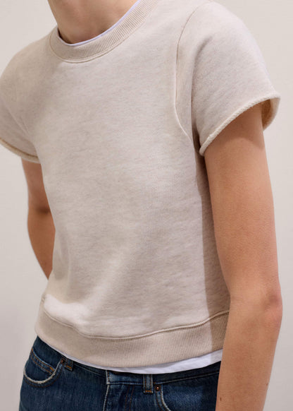 ME+EM Clothing Oatmeal Double Layer Short Sleeve Sweatshirt