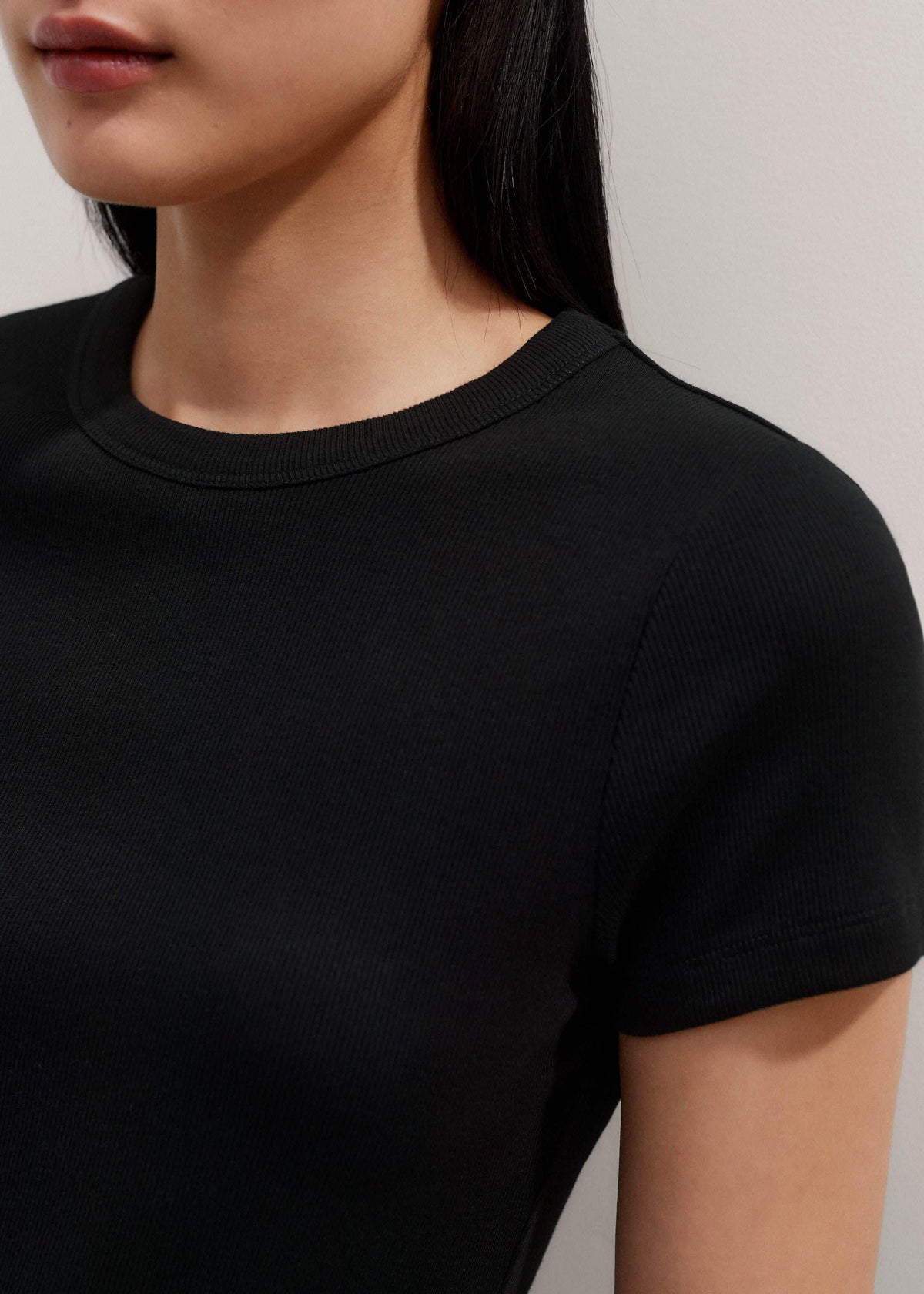 ME+EM Clothing Black Ultimate Fitted Rib Crew Neck Tee