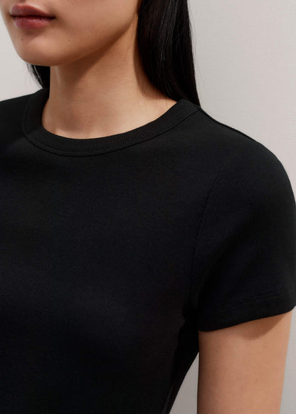 ME+EM Clothing Black Ultimate Fitted Rib Crew Neck Tee