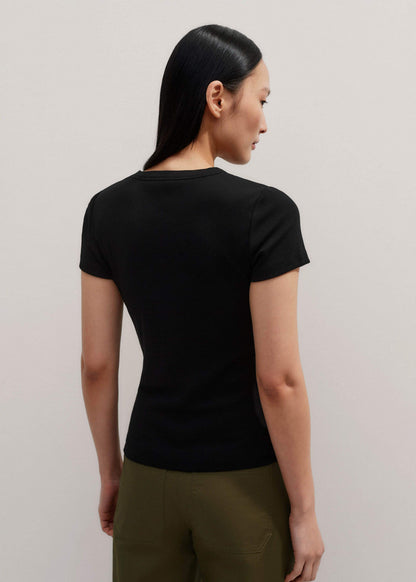 ME+EM Clothing Black Ultimate Fitted Rib Crew Neck Tee