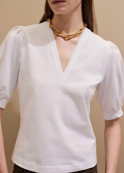 ME+EM Clothing White Feminine Sleeve V-Neck Tee