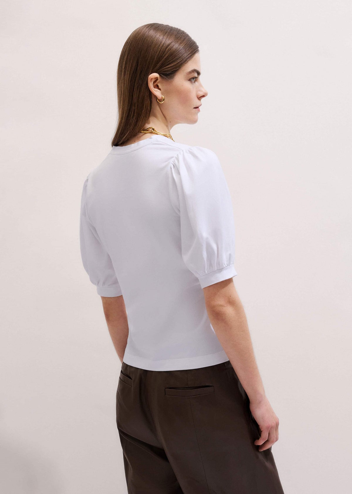 ME+EM Clothing White Feminine Sleeve V-Neck Tee