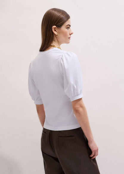 ME+EM Clothing White Feminine Sleeve V-Neck Tee