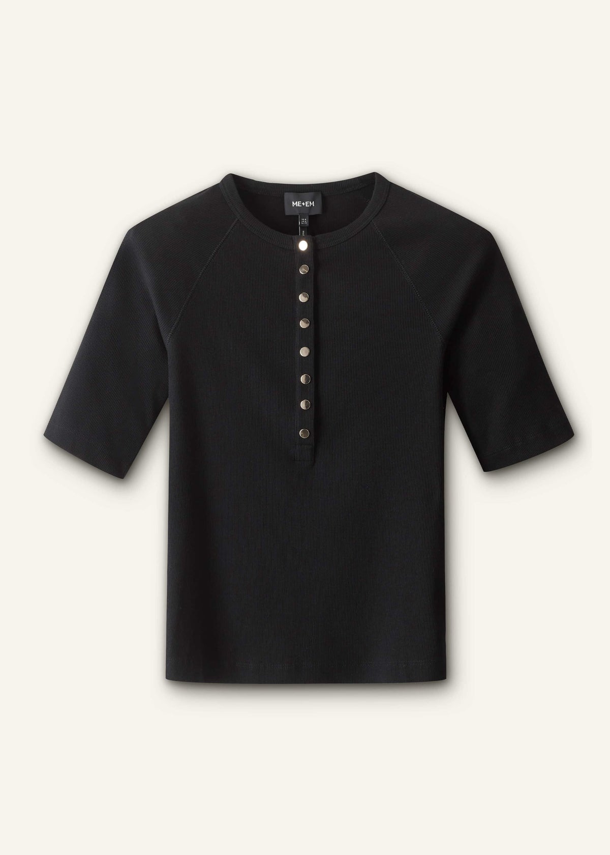 ME+EM Clothing Black Short Sleeve Henley Top