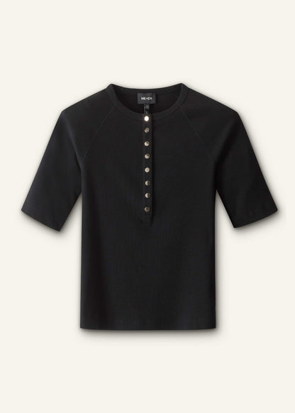 ME+EM Clothing Black Short Sleeve Henley Top