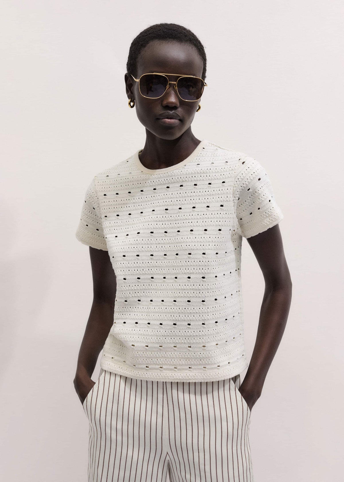 ME+EM Clothing Cream Cutout Baby Tee