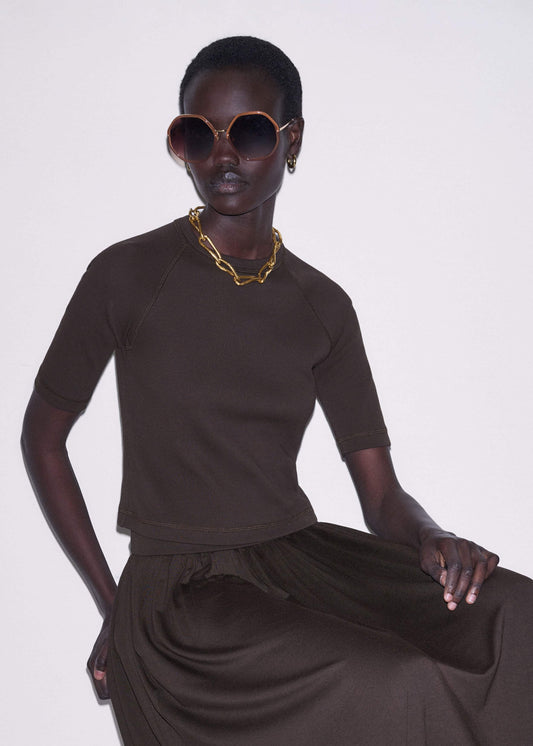ME+EM Clothing Brown Raglan Crop Tee