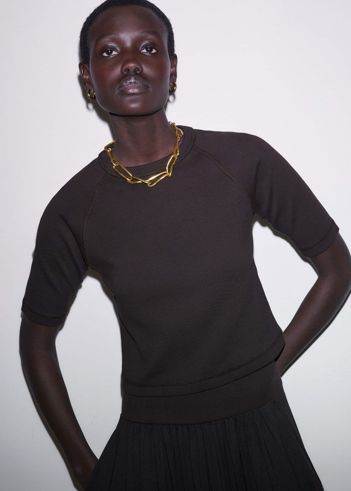 ME+EM Clothing Brown Raglan Crop Tee