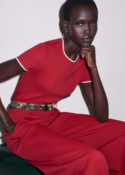 ME+EM Clothing Red Contrast Trim Slim Tee