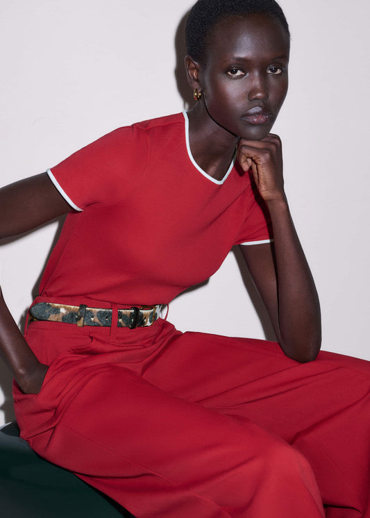 ME+EM Clothing Red Contrast Trim Slim Tee