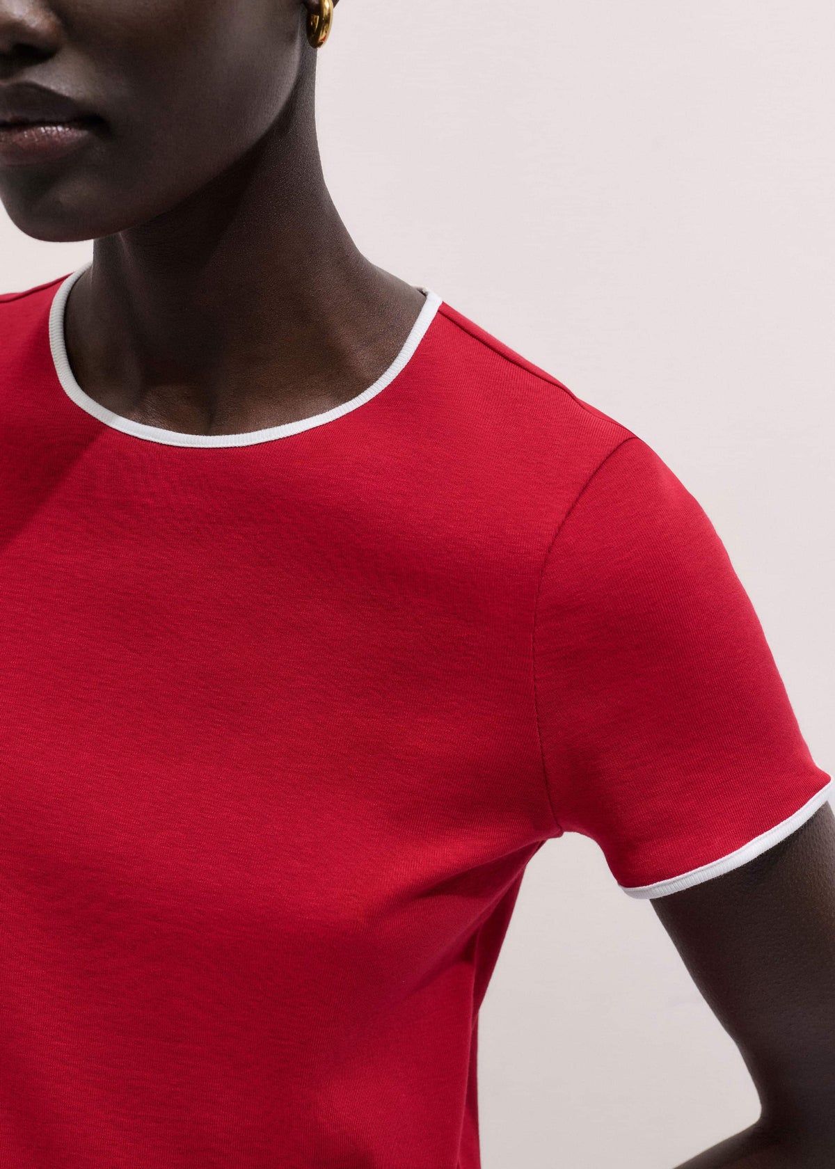 ME+EM Clothing Red Contrast Trim Slim Tee