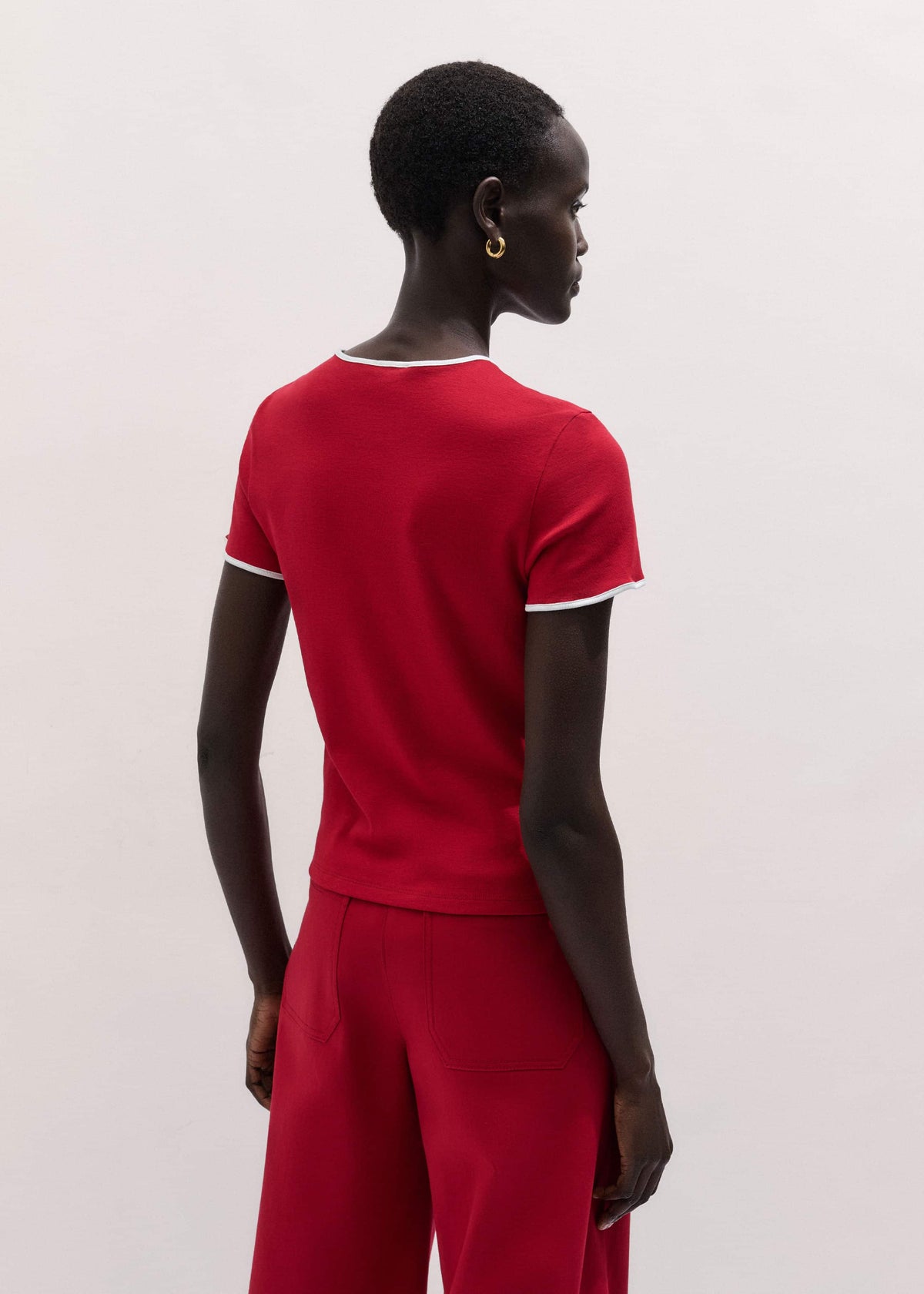 ME+EM Clothing Red Contrast Trim Slim Tee