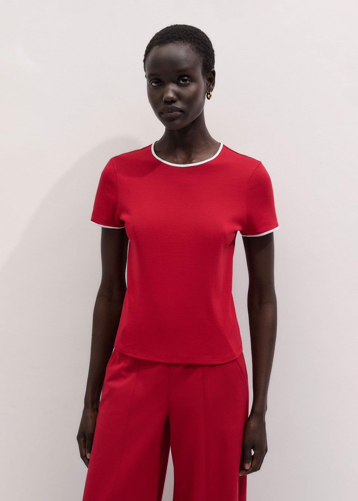 ME+EM Clothing Red Contrast Trim Slim Tee