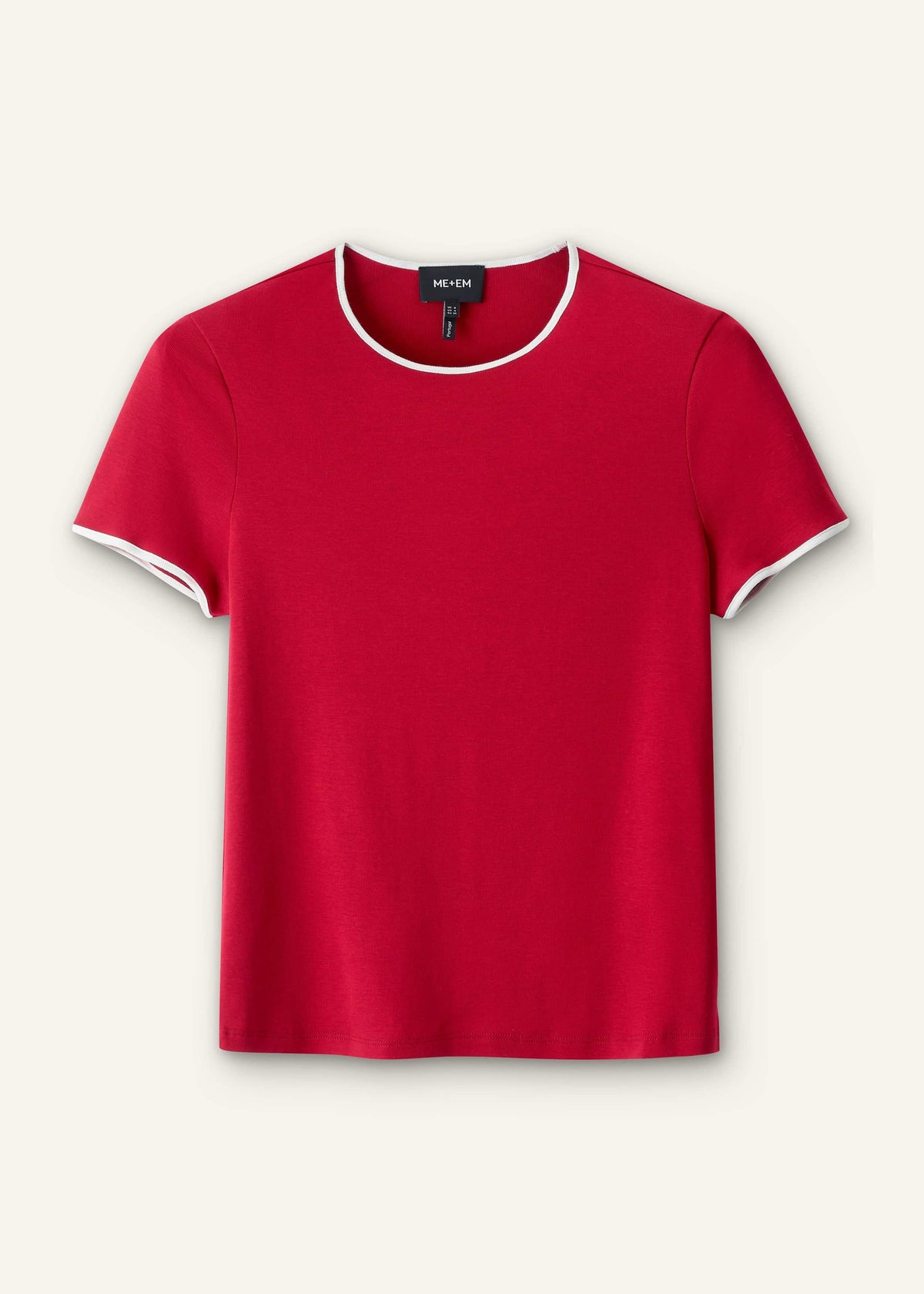 ME+EM Clothing Red Contrast Trim Slim Tee