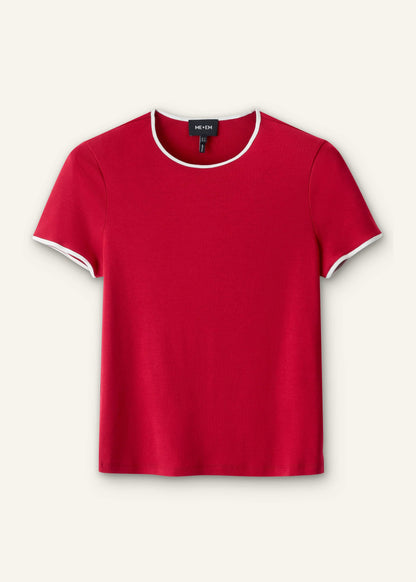 ME+EM Clothing Red Contrast Trim Slim Tee