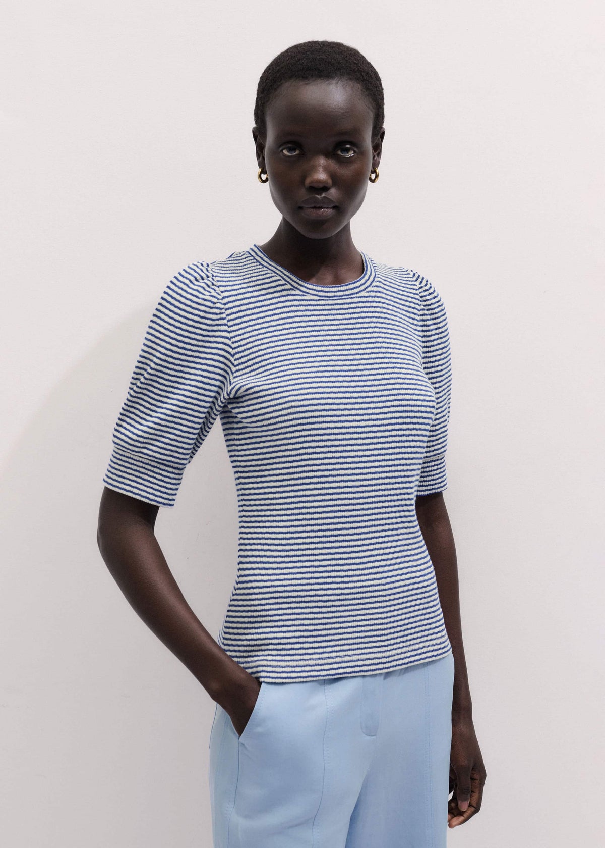 ME+EM Clothing Blue Feminine Sleeve Tee