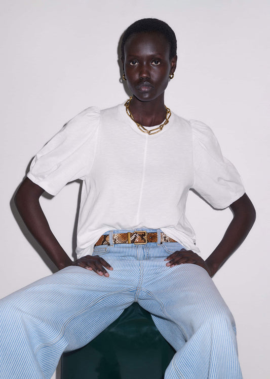 ME+EM Clothing White Feminine Sleeve Swing Top