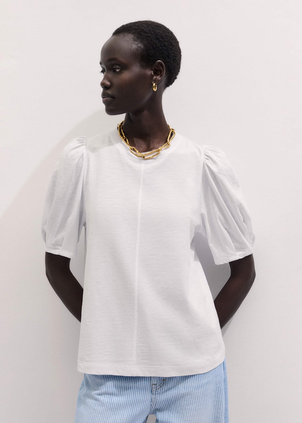 ME+EM Clothing White Feminine Sleeve Swing Top
