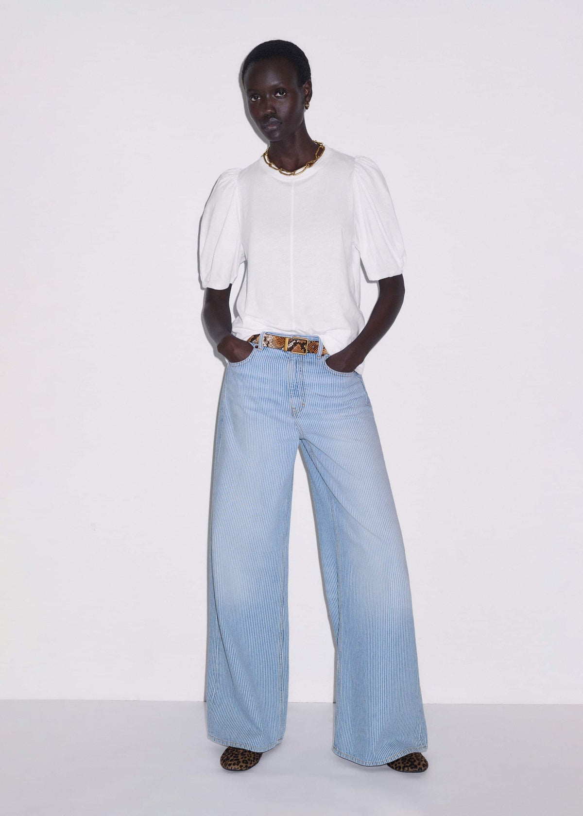 ME+EM Clothing White Feminine Sleeve Swing Top