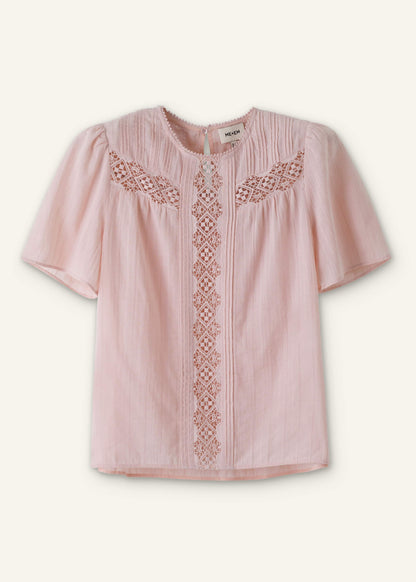 ME+EM Clothing Pink Embroidered Cutout Tee