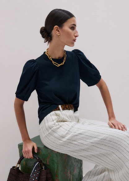 ME+EM Clothing Navy Feminine Sleeve Swing Top