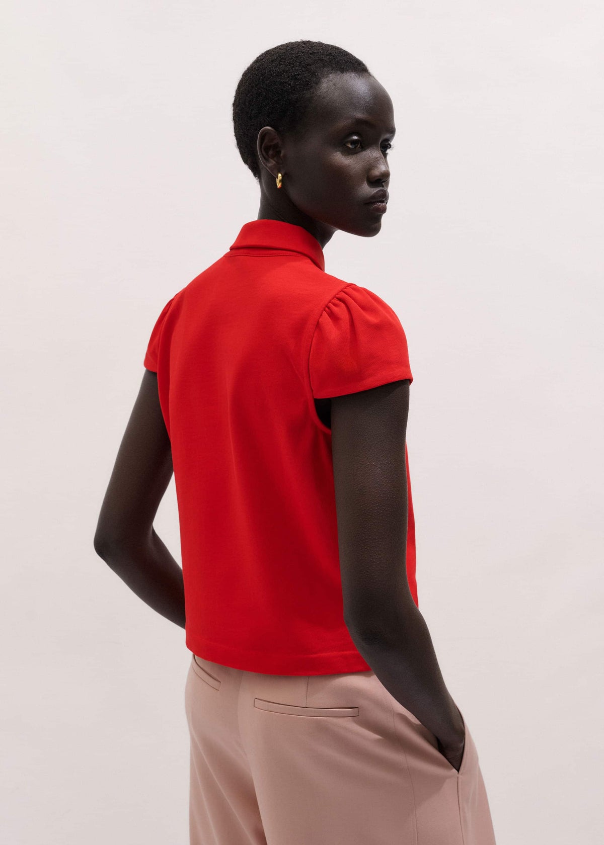 ME+EM Clothing Red Cap Sleeve Polo Top