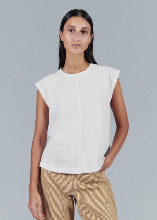 ME+EM Clothing White Cap Sleeve Crew Neck Swing Tee