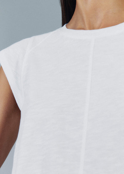 ME+EM Clothing White Cap Sleeve Crew Neck Swing Tee