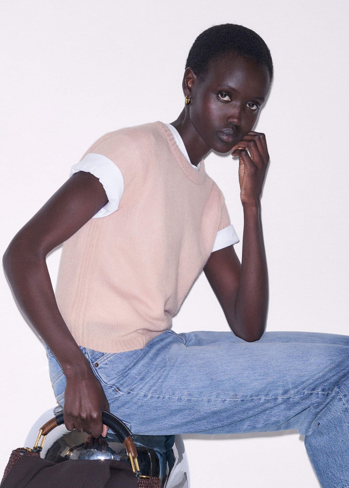 ME+EM Clothing Pink Merino Cashmere Silk Straight Baby Tee