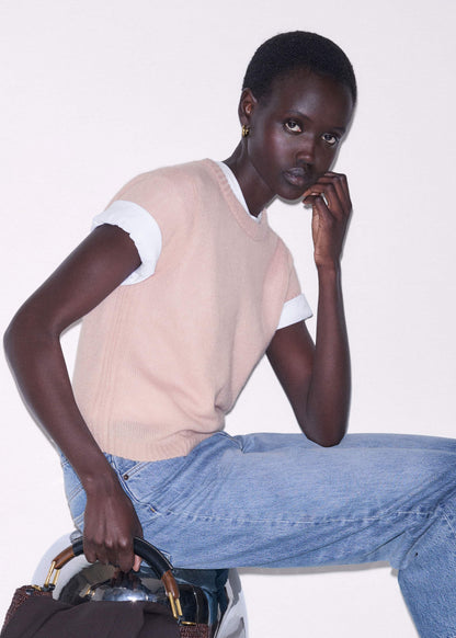 ME+EM Clothing Pink Merino Cashmere Silk Straight Baby Tee