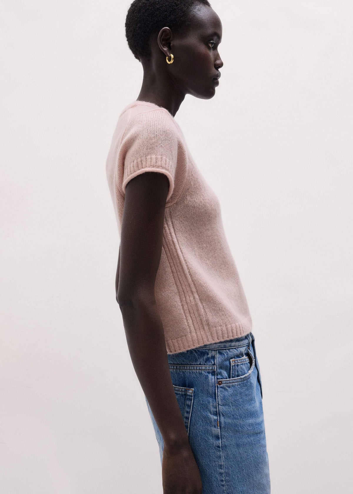 ME+EM Clothing Pink Merino Cashmere Silk Straight Baby Tee