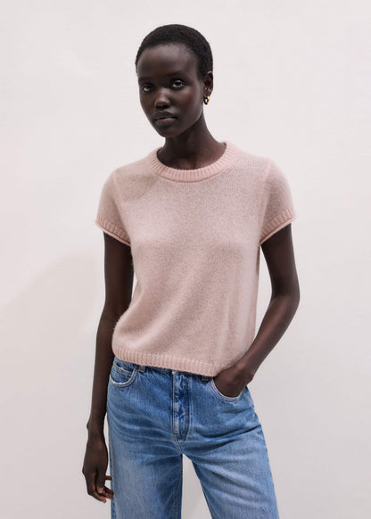 ME+EM Clothing Pink Merino Cashmere Silk Straight Baby Tee