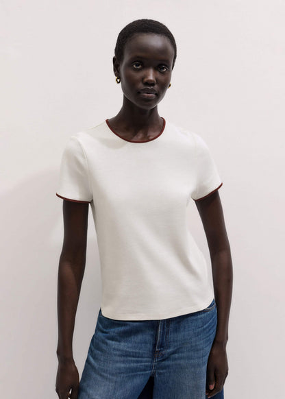 ME+EM Clothing Cream Contrast Trim Slim Tee