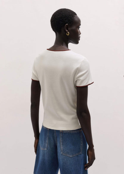 ME+EM Clothing Cream Contrast Trim Slim Tee