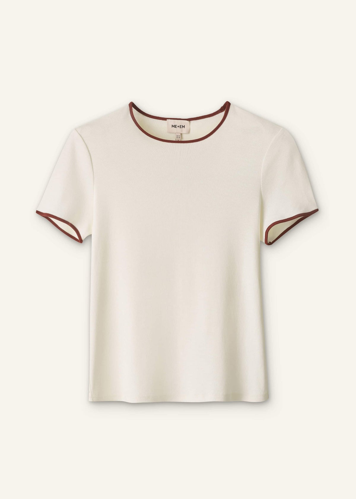 ME+EM Clothing Cream Contrast Trim Slim Tee