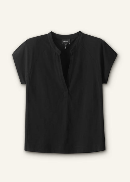 ME+EM Clothing Black Open Placket Swing Top