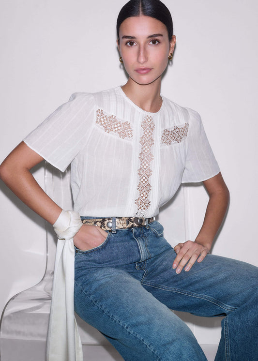 ME+EM Clothing White Embroidered Cutout Tee
