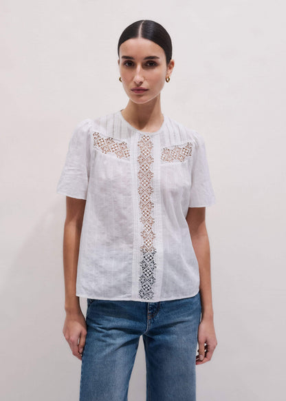 ME+EM Clothing White Embroidered Cutout Tee