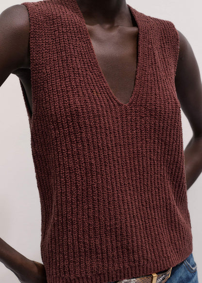 ME+EM Clothing Cinnamon Brown Relaxed Knit Vest