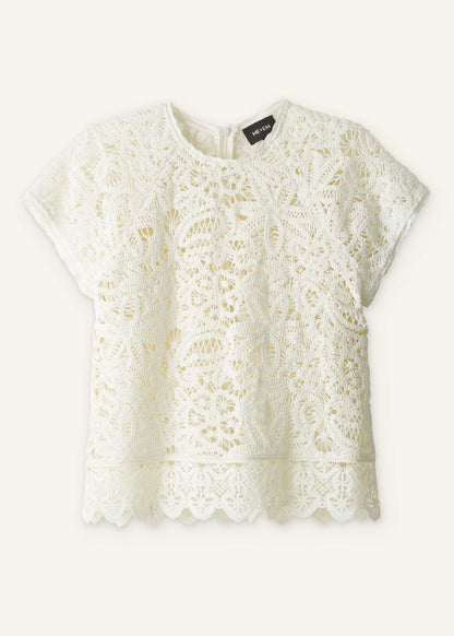 ME+EM Clothing Cream Lace Crochet Crop Tee
